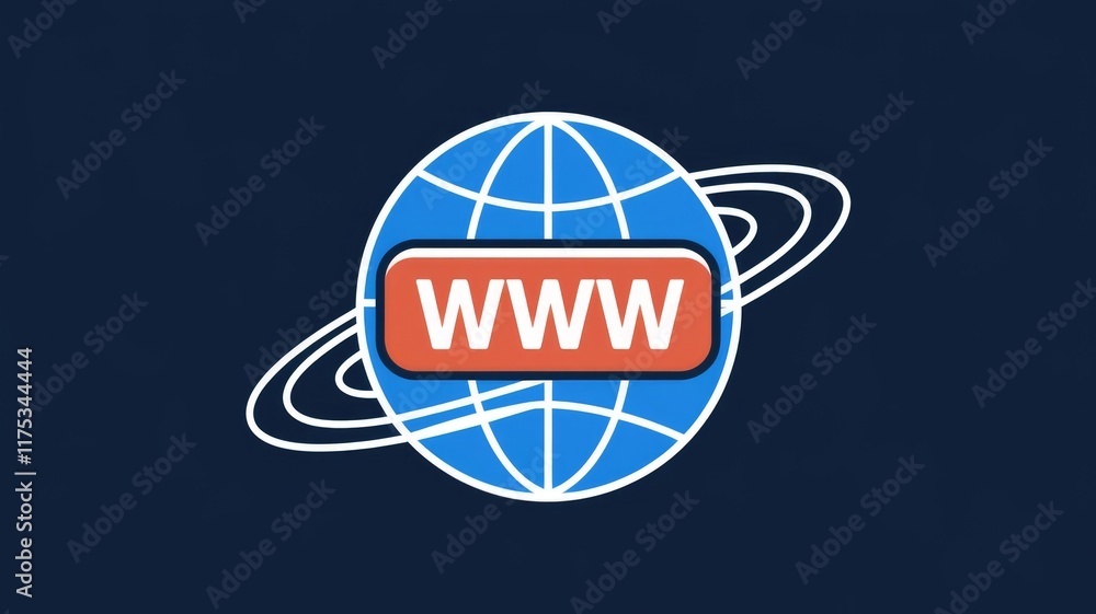 Poster A stylized globe with 'WWW' signifying the World Wide Web and global internet access.