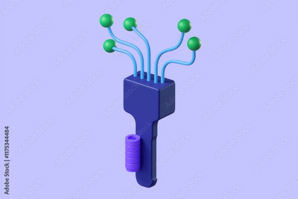 Poster Abstract 3D rendering of a data connection device with multiple input and output points.