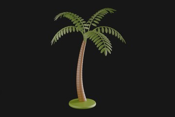 Obraz premium A stylized 3D model of a palm tree, isolated on a transparent background.