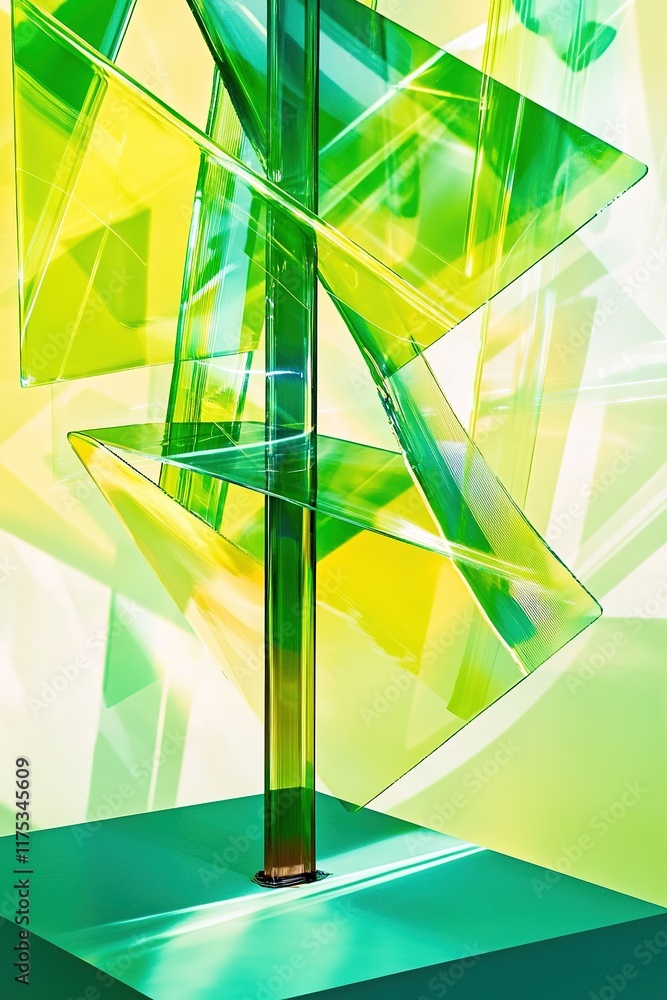 Poster bright geometric shapes create dynamic composition with vibrant