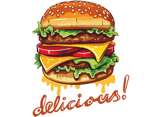 Delicious Burger Illustration.