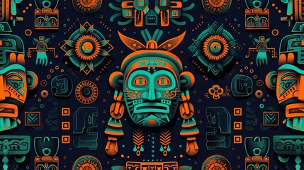 aztec symbol seamless pattern wallpaper