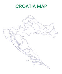 High detailed map of Croatia. Outline map of Croatia. Europe