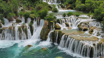 Obraz premium Krka Waterfalls with turquoise water
