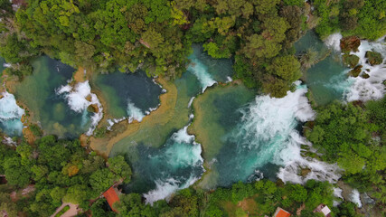 Krka Waterfalls with turquoise water