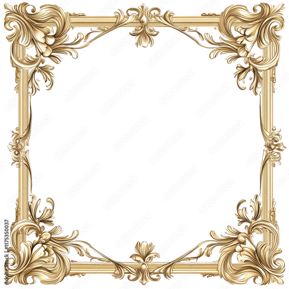 Poster ornate gold rectangular frame for certificate or document