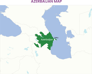 High detailed map of Azerbaijan. Outline map of Azerbaijan. Europe