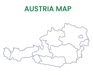 High detailed map of Austria. Outline map of Austria. Europe