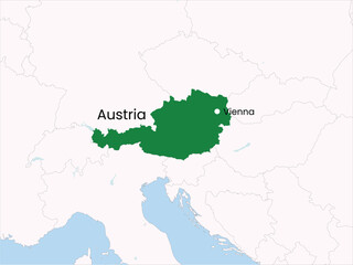 High detailed map of Austria. Outline map of Austria. Europe