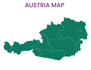 High detailed map of Austria. Outline map of Austria. Europe