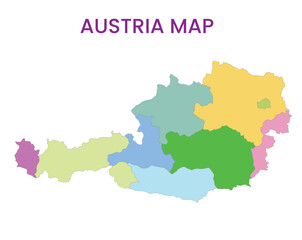 High detailed map of Austria. Outline map of Austria. Europe