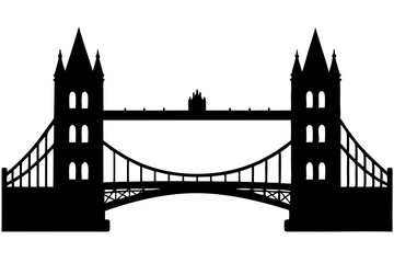 London bridge isolated vector silhouette illustration on white background