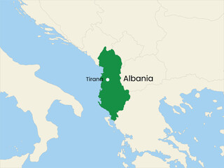 High detailed map of Albania. Outline map of Albania. Europe