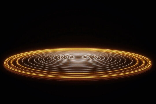 symmetrical futuristic design with concentric spiral glowing lines