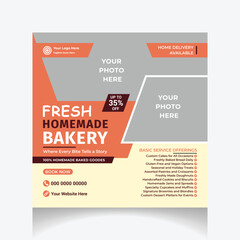 fresh homemade bakery social media post design template