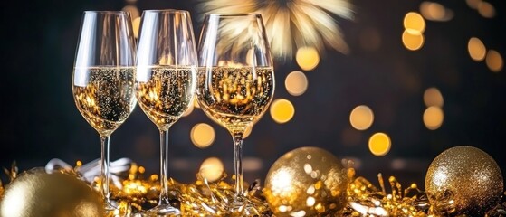 2025 Happy New year with sparlkers and fireworks, New year celebration