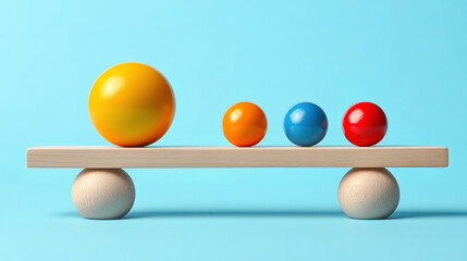 Wooden Scale Balancing Uneven Weight Distribution