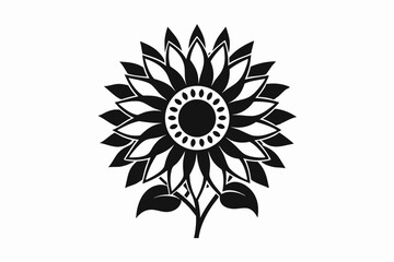 Radiant Blooming Sunflower Symbolism Vibrant Sunburst Sunflower Logo Design. Sunflower vector silhouette black and white
