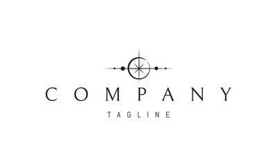 Vector logo with an abstract image of a parade of planets against the background of the sun.