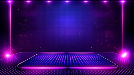 Obraz premium Futuristic Purple and Blue Neon Stage Design