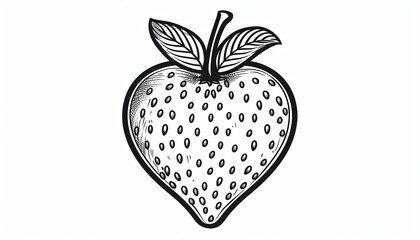 Hand-drawn strawberry illustration in vintage style. Perfect for food packaging, menus, or recipe books. Adds a touch of rustic charm.