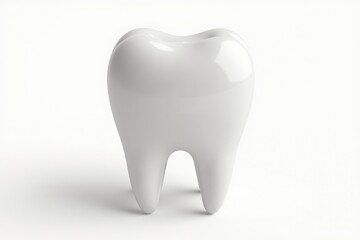 High-Quality 3D Render of a Single White Tooth Isolated on a Clean White Background Perfect for Dental Health and Hygiene Promotions