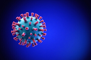 illustration of virus gradient blue bg 3D like textured spikes