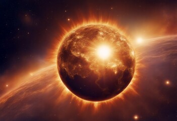 Obraz premium wide sun view sun shines star stars s panoramic view space sun