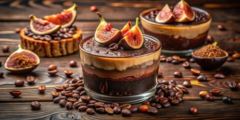 Naklejka premium Rustic Italian Moretta Tabaccata Dessert with Coffee Beans and Dried Figs