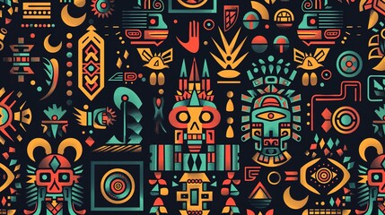 aztec symbol seamless pattern wallpaper