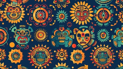 aztec symbol seamless pattern wallpaper