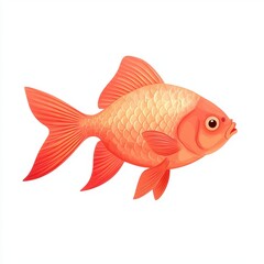 a goldfish clipart, symbol of abundance, detailed watercolor style, bright orange and gold, isolated on white background