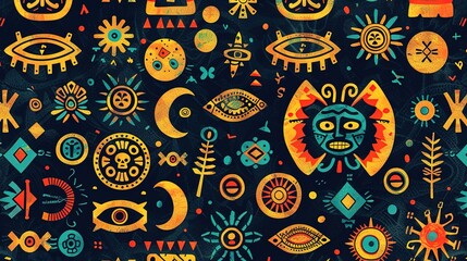 aztec symbol seamless pattern wallpaper