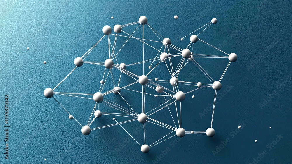 Poster exploring the elegance of molecular structures in a minimalist blue setting