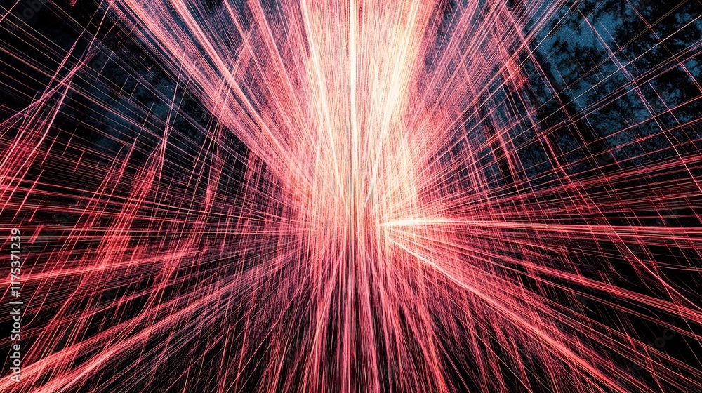 Poster Glowing Lines Extend Into the Distance Creating a Mesmerizing Visual Effect in a Dark Space