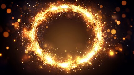 Fototapeta premium Golden Sparkler Ring Abstract Background Design