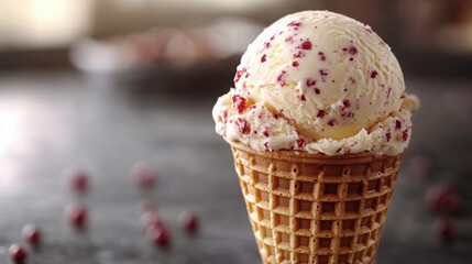 Delicious ice cream cone with cranberry Transparent Background.