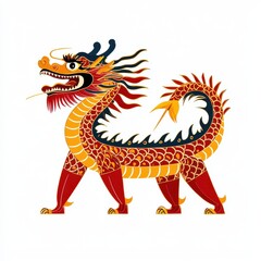 Naklejka premium A dragon boat, sports element, flat design, multicolor, isolated on white background