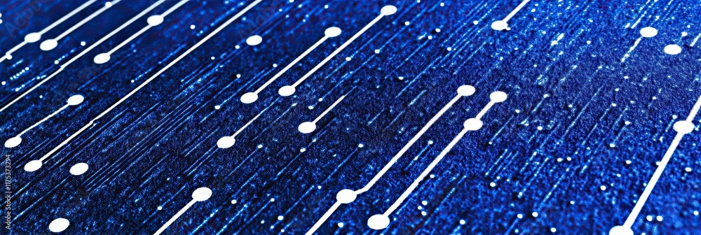 Aufkleber Simplified Circuit Board Design Featuring Interconnected Nodes Against a Deep Blue Background