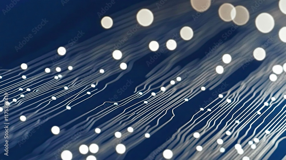 Poster Elegant Circuit Board Design With Intricate Patterns on a Dark Blue Background