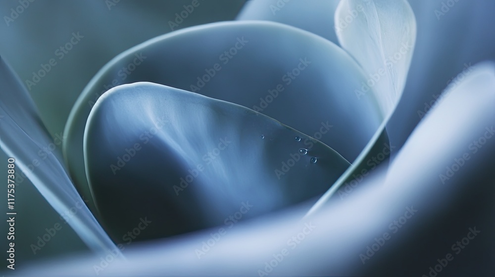 Aufkleber close up of lush green leaves adorned with shimmering dew drops in a tranquil nature setting