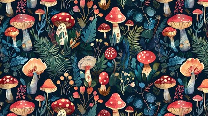 enchanted forest seamless pattern wallpaper