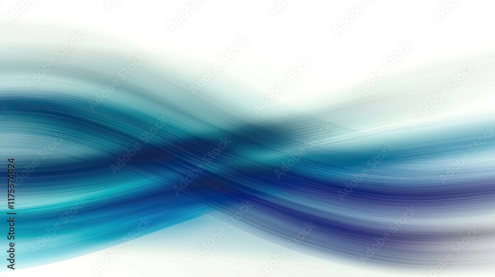 Poster flowing patterns of blue and purple gracefully blend into a soft white backdrop