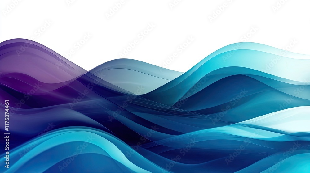Poster flowing waves of blue and purple create a soothing abstract pattern against a white backdrop