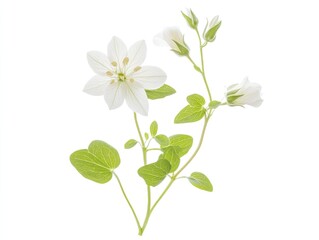 Fototapeta premium Delicate white flowers, studio shot, botanical illustration, nature background, website design.