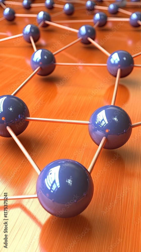 Aufkleber Exploring the Intricacies of an Abstract Atom Model on a Wooden Surface in a Scientific Setting