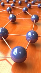Obraz premium Exploring the Intricacies of an Abstract Atom Model on a Wooden Surface in a Scientific Setting