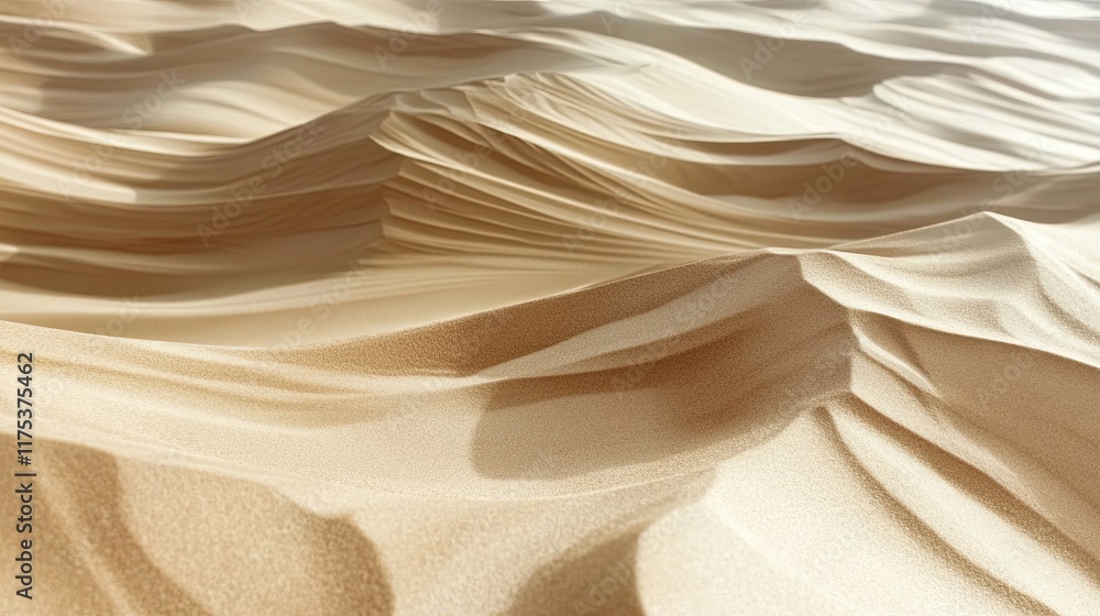 Poster Golden Hues of Sand Flow Gracefully in Undulating Curves, Creating a Tranquil Atmosphere