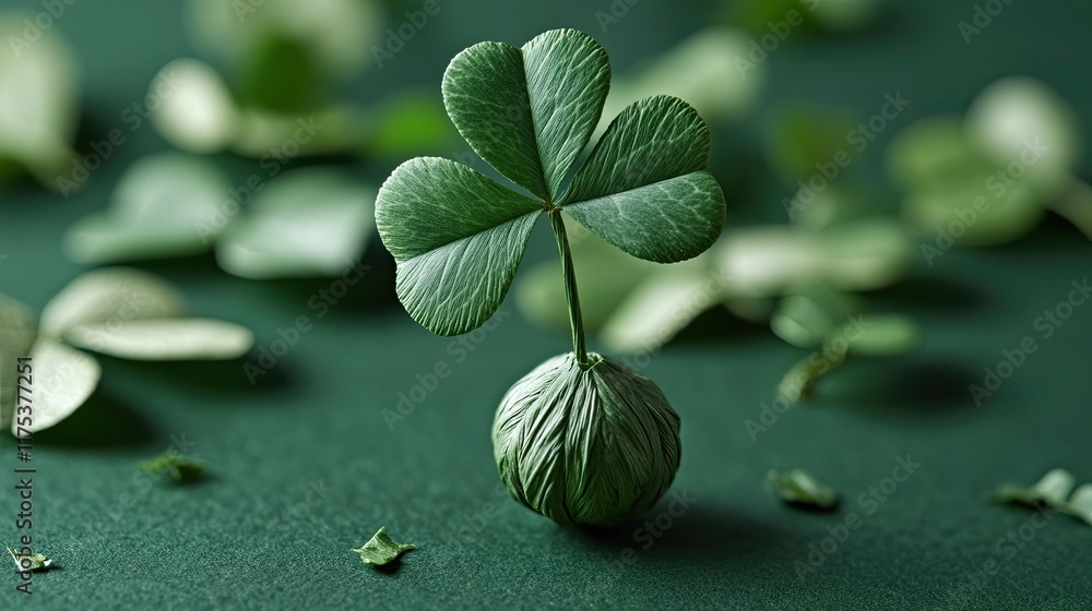 Poster Delicate Clovers Enhance a Lush Green Background With Vibrant Texture and Details