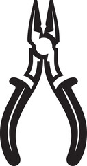 Versatile Black Silhouette Pliers Vector Illustration for Tools Design